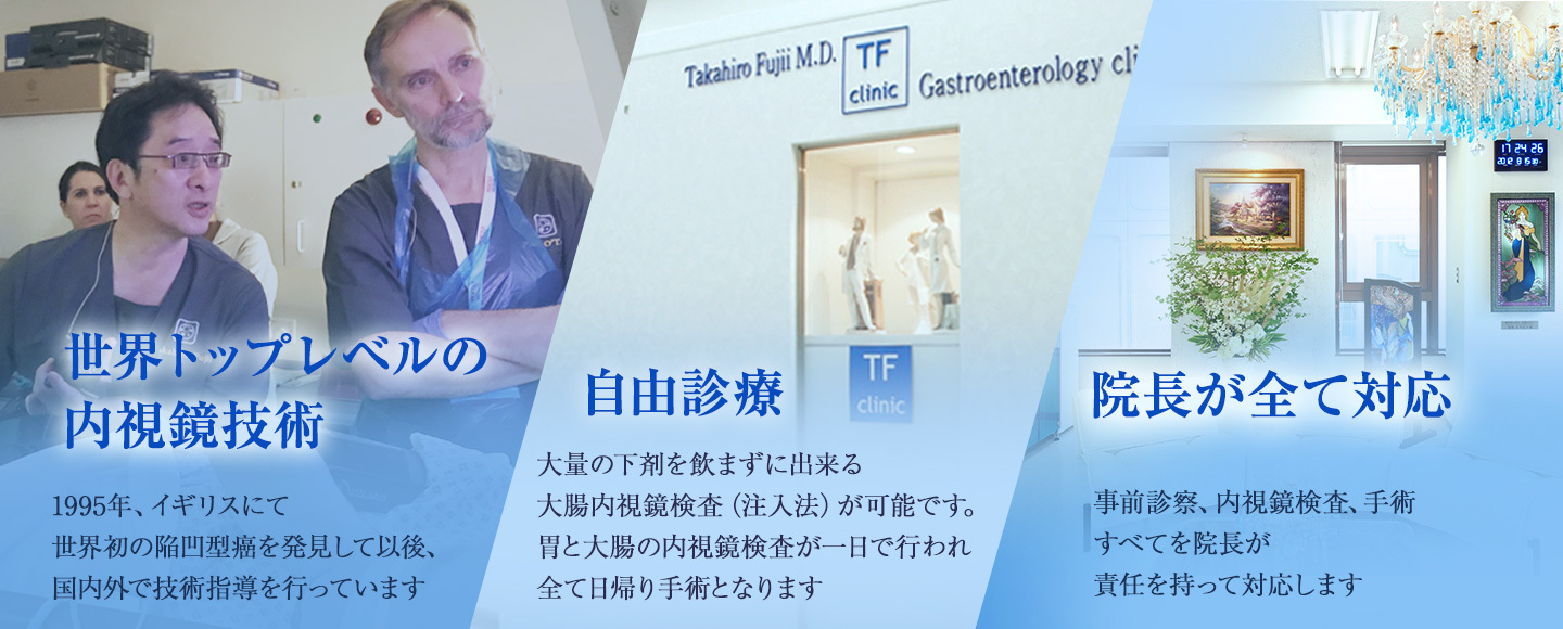世界トップレベルの内視鏡技術 自由診療 院長がすべて対応 院長が全て対応